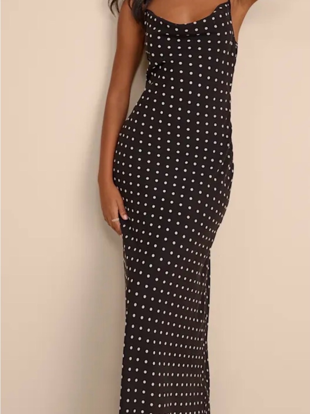 8 Birdies Women’s Semi Sheer Polka Dot Maxi Dress Figure Flattering Sz S